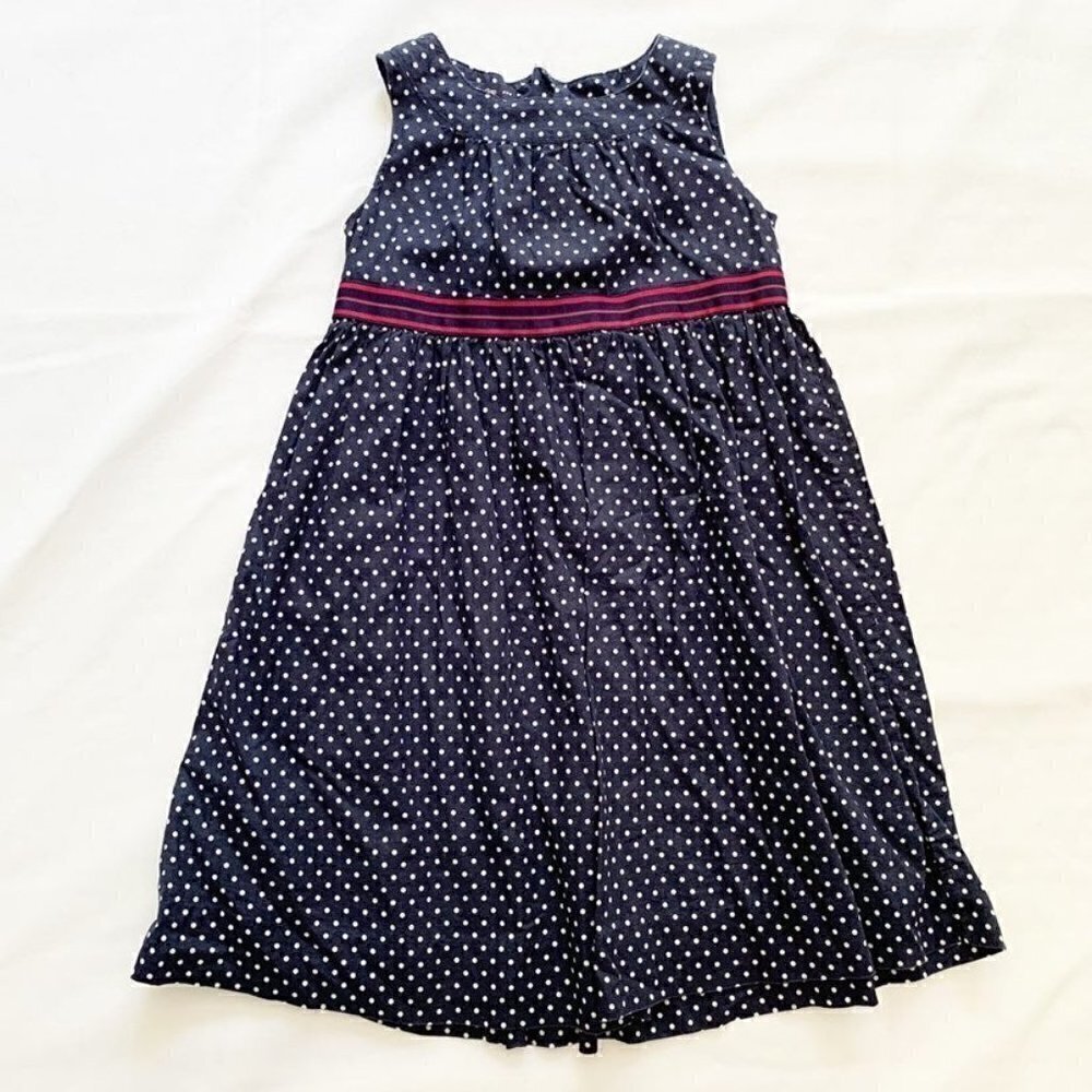 5/$25 babyGap Polka Dot Dress Kids 5T Navy‎ Blue Striped Ribbon Bow Sleeveless